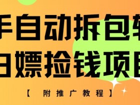 快手自动拆包软件，白嫖捡钱项目，附推广教程-天天学吧