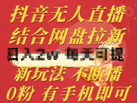 抖音无人直播，结合网盘拉新，新玩法不违规不断播，0粉有手机就能做【揭秘】-天天学吧