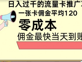 秒返佣金日入过千的流量卡代理项目，平均推出去一张流量卡佣金120-天天学吧