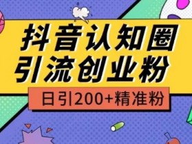 外面收费3980抖音认知圈引流创业粉玩法日引200+精准粉【揭秘】-天天学吧