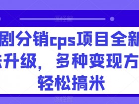 短剧分销cps项目全新玩法升级，多种变现方法轻松搞米-天天学吧