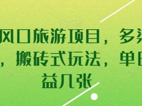 暑假风口旅游项目，多渠道变现，搬砖式玩法，单日收益几张【揭秘】-天天学吧