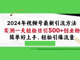 2024年视频号最新引流方法，实测一天轻松日引100+创业粉，简单好上手，轻松引爆流量【揭秘】-天天学吧