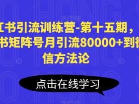 小红书引流训练营-第十五期，小红书矩阵号月引流80000+到微信方法论-天天学吧