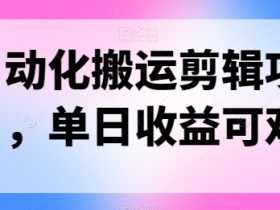 自动化搬运剪辑项目，单日收益可观-天天学吧