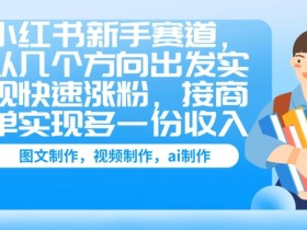 小红书新手赛道，从几个方向出发实现快速涨粉，接商单实现多一份收入-天天学吧