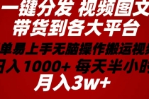 2024年 一键分发带货图文视频  简单易上手 无脑赚收益 每天半小时日入1…-天天学吧