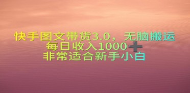 快手图文带货3.0版：无脑搬运日入1000+，新手小白也能轻松上手-天天学吧