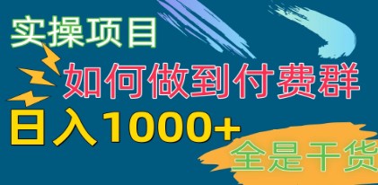 [实操项目]付费群赛道，日入1000+ -天天学吧