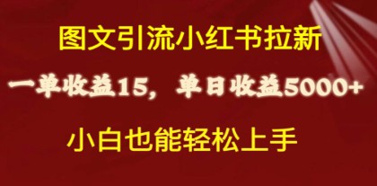 小红书图文引流拉新秘籍：一单15元，单日暴力收益5000+，小白轻松上手技巧大公开-天天学吧