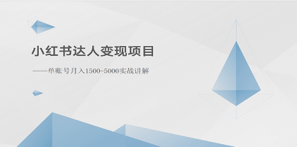 小红书达人变现项目：单账号月入1500-3000实战讲解-天天学吧