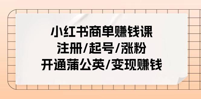 小红书商单赚钱课：注册/起号/涨粉/开通蒲公英/变现赚钱（25节课）-天天学吧