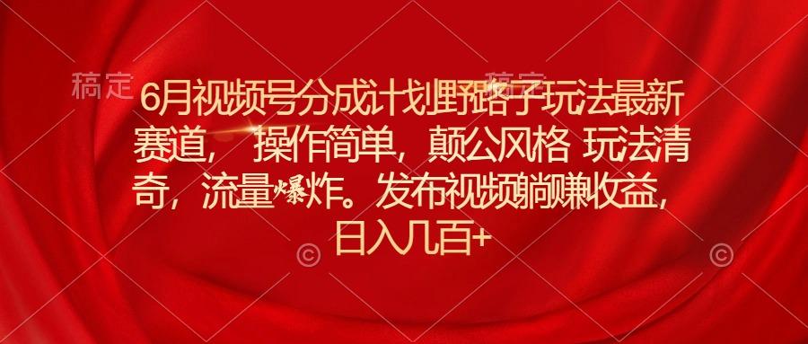 图片[1]-6月视频号分成计划野路子玩法最新赛道操作简单，颠公风格玩法清奇，流…-天天学吧