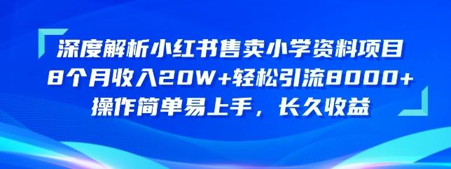 图片[1]-深度解析小红书售卖小学资料项目，操作简单易上手，长久收益-天天学吧