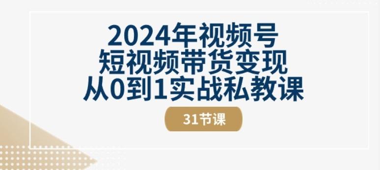 图片[1]-2024年视频号短视频带货变现从0到1实战私教课(31节视频课)-天天学吧