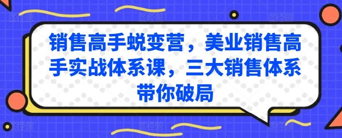 图片[1]-销售高手蜕变营，美业销售高手实战体系课，三大销售体系带你破局-天天学吧