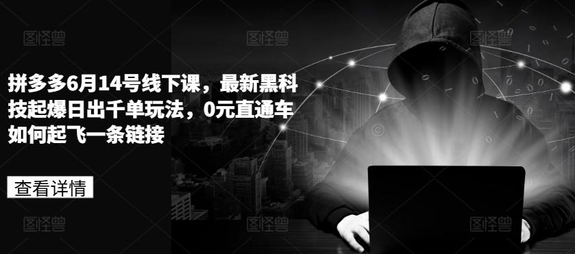 图片[1]-拼多多6月14号线下课，最新黑科技起爆日出千单玩法，0元直通车如何起飞一条链接-天天学吧