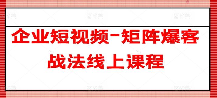 图片[1]-企业短视频-矩阵爆客战法线上课程-天天学吧