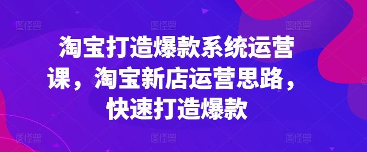 图片[1]-淘宝打造爆款系统运营课，淘宝新店运营思路，快速打造爆款-天天学吧