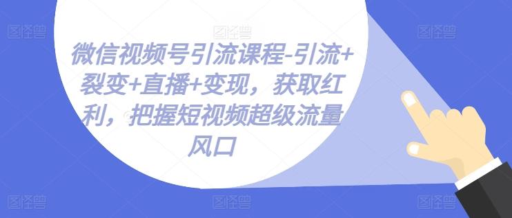 图片[1]-微信视频号引流课程-引流+裂变+直播+变现，获取红利，把握短视频超级流量风口-天天学吧