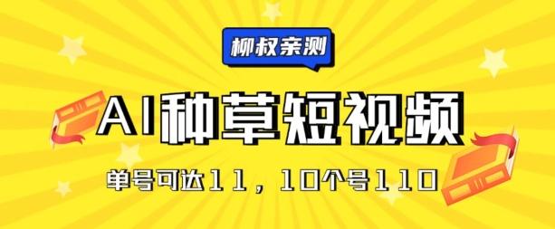 图片[1]-AI种草单账号日收益11元(抖音，快手，视频号)，10个就是110元-天天学吧