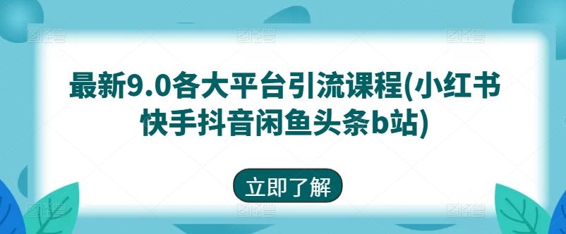 图片[1]-最新9.0各大平台引流课程(小红书快手抖音闲鱼头条b站)-天天学吧