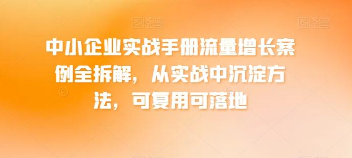 图片[1]-中小企业实战手册流量增长案例全拆解，从实战中沉淀方法，可复用可落地-天天学吧