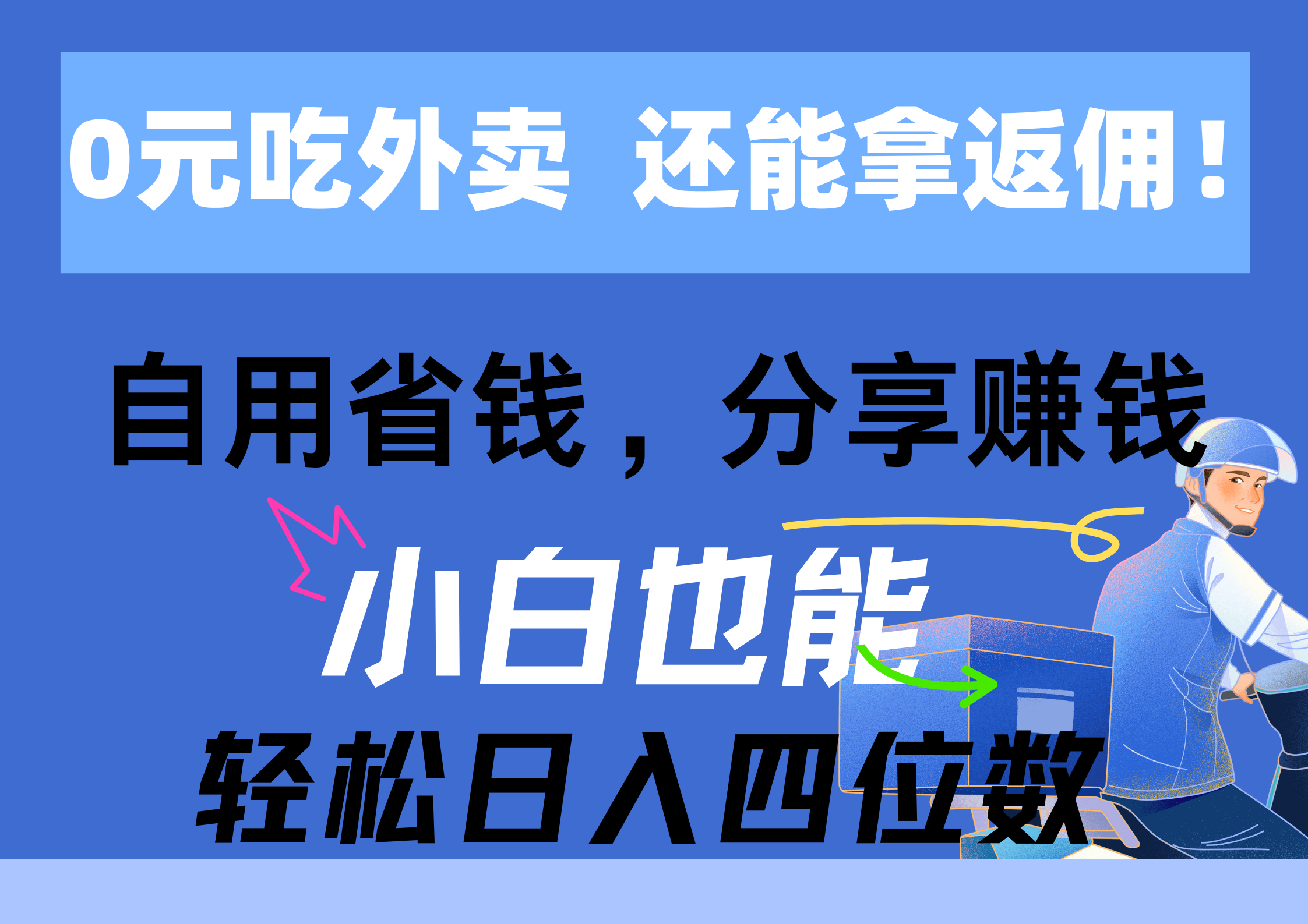 图片[1]-0元吃外卖， 还拿高返佣！自用省钱，分享赚钱，小白也能轻松日入四位数-天天学吧