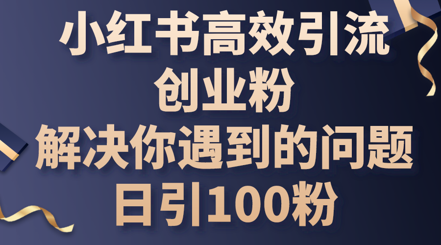 小红书高效引流创业粉，解决你遇到的问题，日引100粉-天天学吧