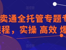 速卖通全托管专题专项课程，实操 高效 爆单-天天学吧