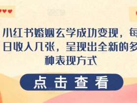 小红书婚姻玄学成功变现，每日收入几张，呈现出全新的多种表现方式-天天学吧