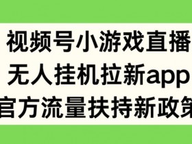 视频号小游戏直播，无人挂机拉新APP，官方流量扶持新政策-天天学吧