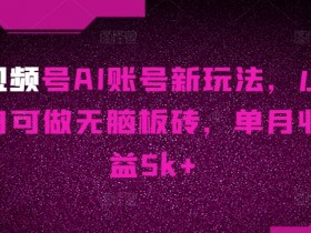 视频号AI账号新玩法，小白可做无脑板砖，单月收益5k+-天天学吧