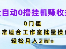 全自动0撸挂JI赚收益，无门槛，非常适合工作室批量操作-天天学吧