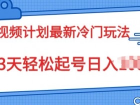 中视频计划2024最新冷门玩法，新手小白无门槛，3天轻松起号日入一张-天天学吧