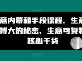 生意内幕和手段课程，生意以小博大的秘密，生意可复制的核心干货-天天学吧