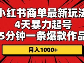 小红书商单最新玩法，4天暴力起号，5分钟一条爆款作品，月入1000+-天天学吧