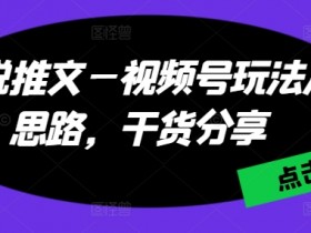 小说推文—视频号玩法及思路，干货分享-天天学吧