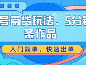 视频号带货玩法，5分钟一条作品，入门简单，快速出单【揭秘】-天天学吧