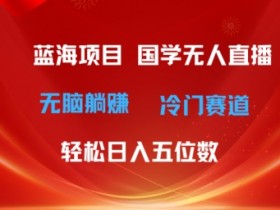 超级蓝海项目，国学无人直播日入几位数，无脑躺赚冷门赛道，最新玩法-天天学吧