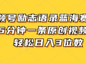 视频号励志语录蓝海赛道，5分钟一条原创视频，轻松日入3位数-天天学吧