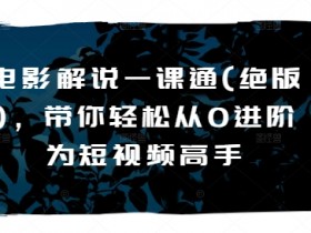 电影解说一课通(绝版)，带你轻松从0进阶为短视频高手-天天学吧