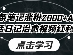 新号6条笔记涨粉2000+AI独居生活日记治愈视频红利期-天天学吧