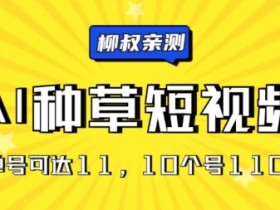 AI种草单账号日收益11元(抖音，快手，视频号)，10个就是110元-天天学吧