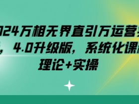 2024万相无界直引万运营实操，4.0升级版，系统化课程 理论+实操-天天学吧