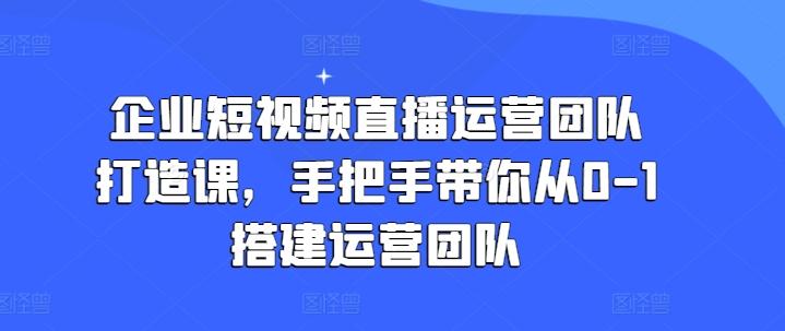 图片[1]-企业短视频直播运营团队打造课，手把手带你从0-1搭建运营团队-天天学吧