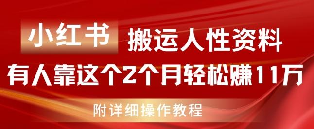 图片[1]-小红书搬运人性资料，有人靠这个2个月轻松赚11w，附教程【揭秘】-天天学吧