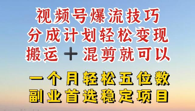 图片[1]-视频号爆流技巧，分成计划轻松变现，搬运 +混剪就可以，一个月轻松五位数稳定项目【揭秘】-天天学吧