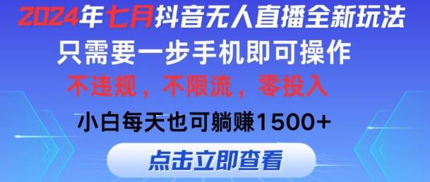 图片[1]-七月抖音无人直播全新玩法，只需一部手机即可操作，小白每天也可躺赚1k，不违规，不限流，零投入-天天学吧