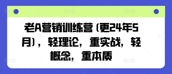 图片[1]-老A营销训练营(更24年9月)，轻理论，重实战，轻概念，重本质-天天学吧